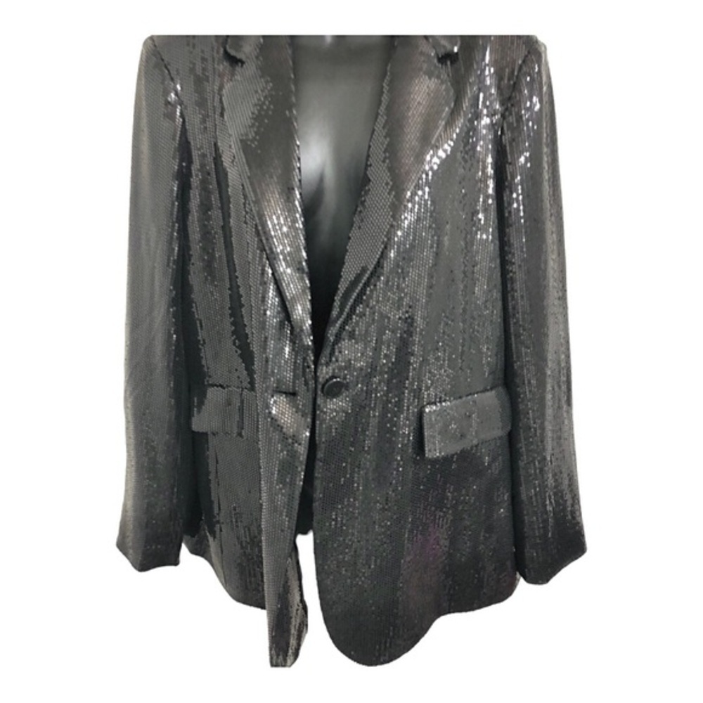 Black sequin single breasted elegant evening blaz… - image 8